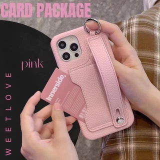 เคสโทรศัพท์พร้อมสายคล้องมือและช่องเสียบการ์ดแฟชั่นสําหรับ iPhone16 15 14 13 12 11 Pro Max Xr Ix Xs Max Iphone 8 PLUS 7PLUS 6S Pl
