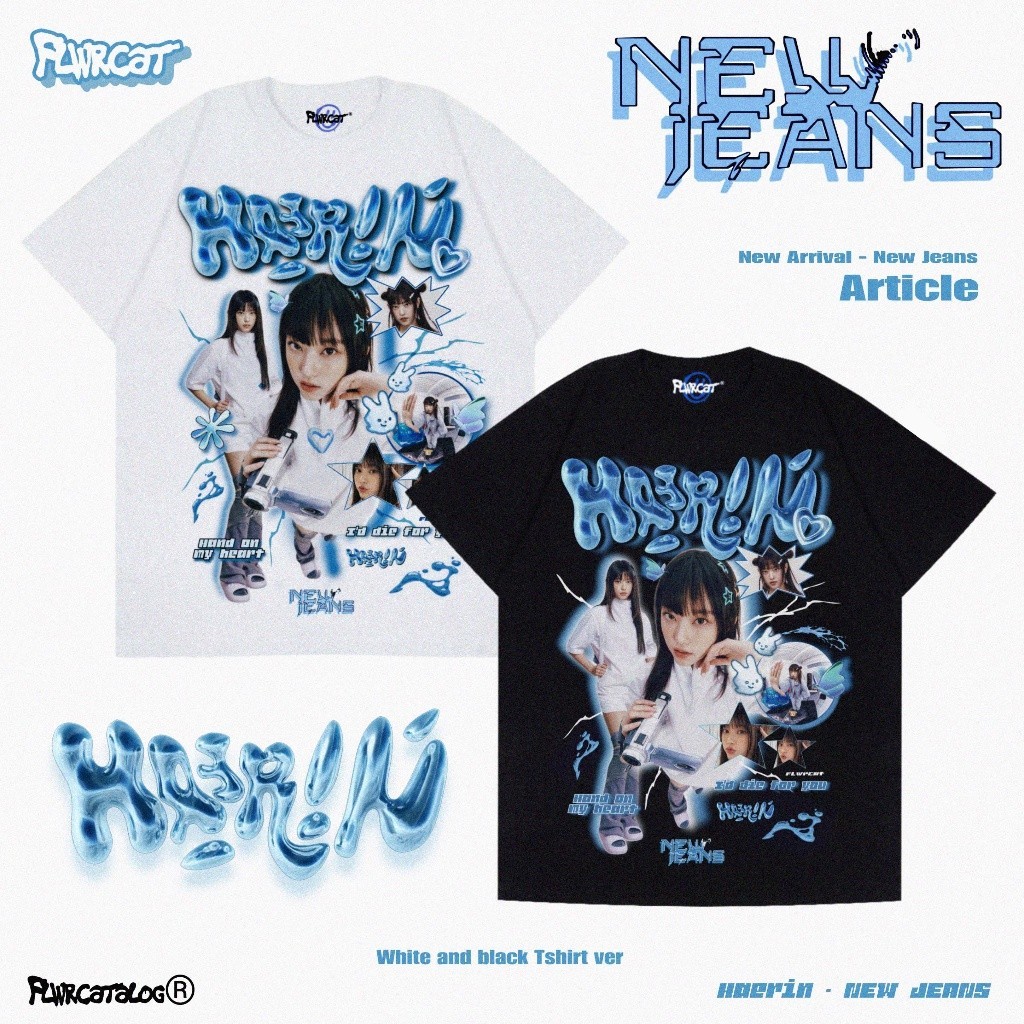 แฟชั่น Newjeans/haerin เสื้อยืด/FLWRCATS-5XL