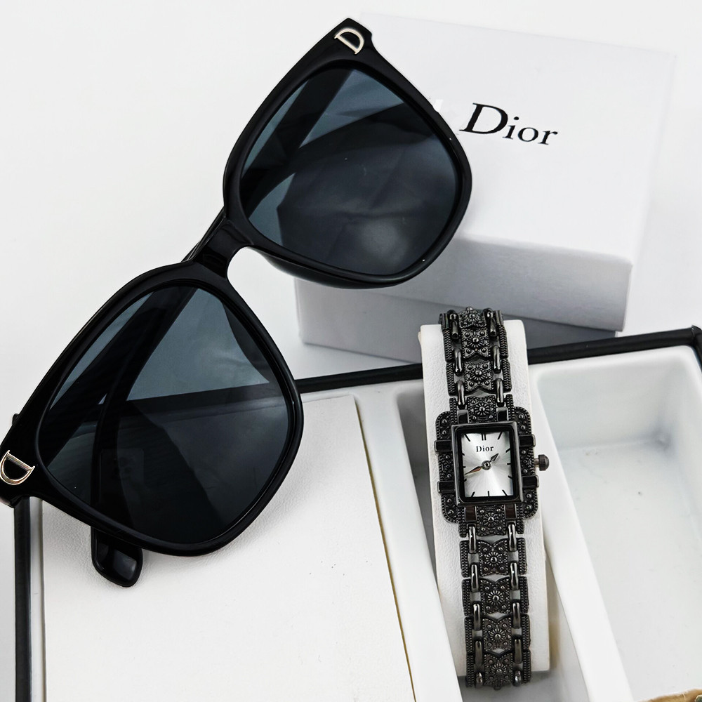 FREE GLASSES 2PCS ผู้หญิงนาฬิกาแว่นตาชุดฟรีแว่นตากันแดดสุภาพสตรีสแตนเลสนาฬิกา Jam Tangan Wanita ของขวัญ