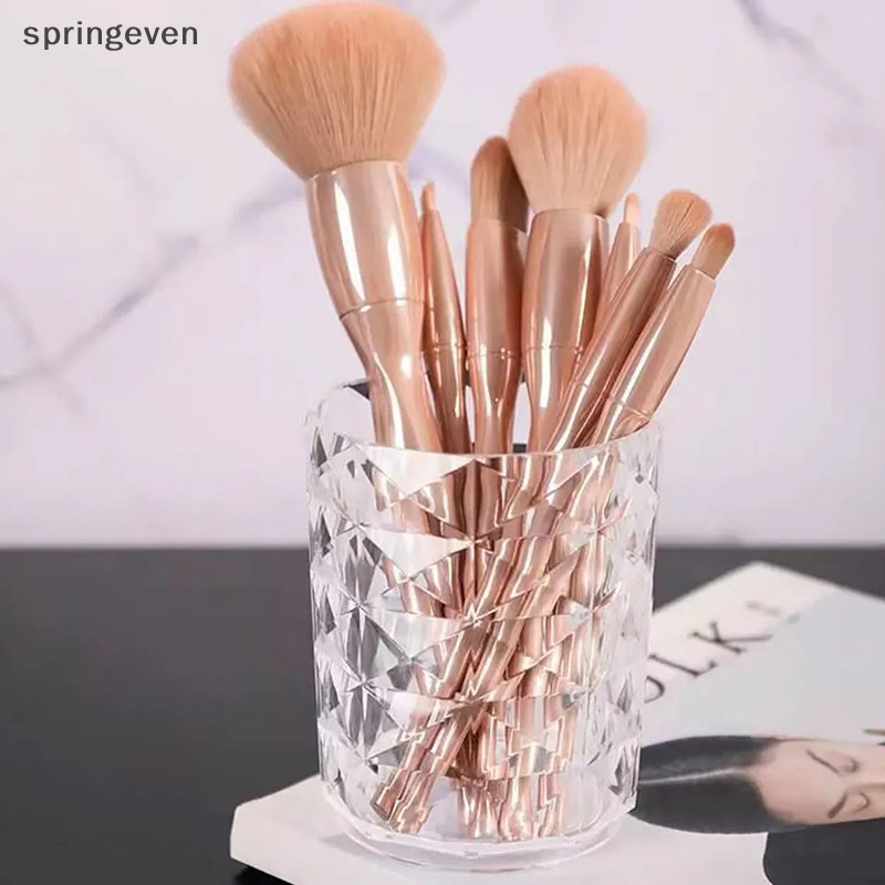 [springeven] ที่เก็บเครื่องสําอางกันฝุ่นแปรงแต่งหน้าถังที่ใส่แปรงเครื่องสําอางถ้วยที่ใส่ปากกาใสสําหรับโต๊ะเครื่องแป้งสต็อกใหม
