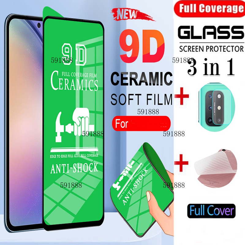 3in1 9Dความละเอียดสูงสีดําขอบเซรามิคนุ่มHuawei Nova Y61 Y70 Y72 Y90 Y71 9se Y6p 7i Y7P Y7a Y6 Y8p Y9