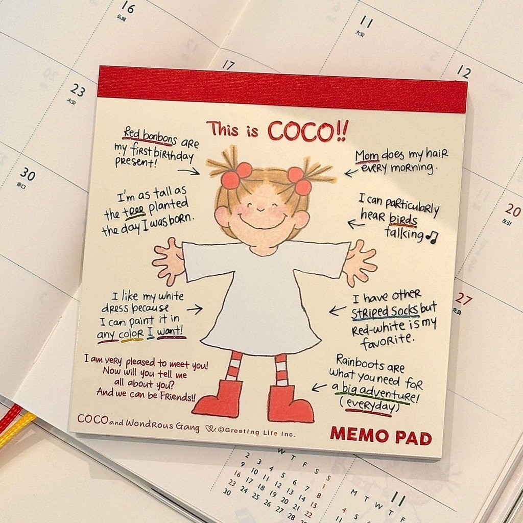 Dreamerhouse การ์ตูนน่ารัก coco Notepad สีหน้าด้านใน Non-Sticky Sticky Note Note Note Planner