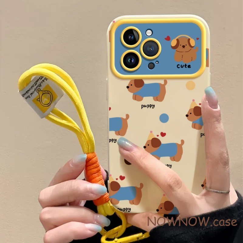 สําหรับiphone 15 14 13 12 11 Pro MAX X XR XS MAX 7 8 Plus SE 2020 การ์ตูนน่ารักสุนัขBig Windowเคสโทร