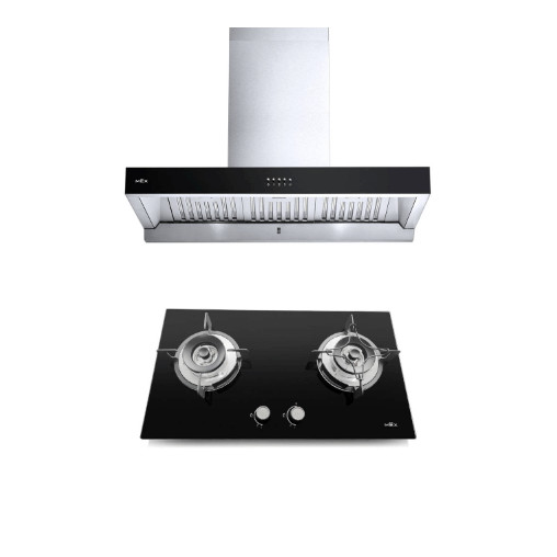 closeofficalshop MEX ชุดเซ็ทเครื่องดูดควัน + เตาแก๊ส  K632BFX90+ V4731M สีโครเมี่ยม สินค้าดีมีคุณภาพ