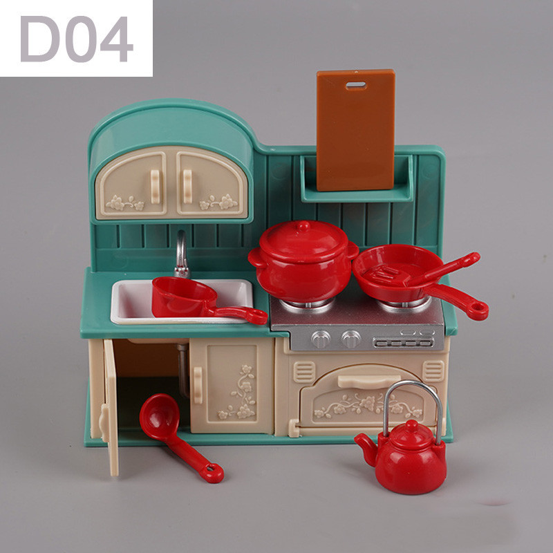 ครอบครัวสัตว์มินิกระต่ายบ้านตุ๊กตาเด็กเล่นบ้านจําลองเฟอร์นิเจอร์ชุดบ้านตุ๊กตาสาวของเล่น