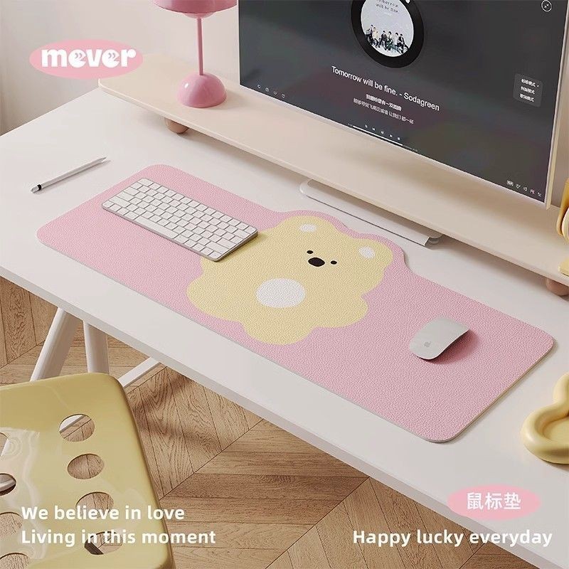 หนังแผ่นรองเมาส์ลูกอมหมีแผ่นรองเมาส์ขนาดใหญ่สาวโต๊ะคอมพิวเตอร์ เบาะ เกมหนัง เบาะ สํานักงานกันน้ําโต๊ะ เบาะ แป้นพิมพ์ เบาะ