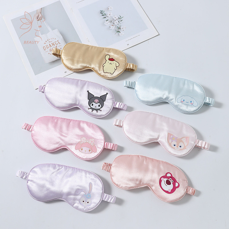 [maybeauty] Sanrio เลียนแบบ Silk Eye Mask สําหรับ Sleeping Breathable Eyeshade Cover สําหรับ Travel Nap Soft Comfort Blindfold Night Eyepatch {TH}