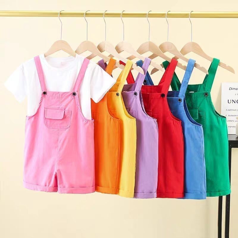 เด็กเด็กอนุบาลสายรัดกางเกงขาสั้นชุดสูทเด็กชายและหญิงที่มีสีสันsuspenders Graduation六一儿童幼儿园背带短裤套装男童女彩色吊带业用品7.1
