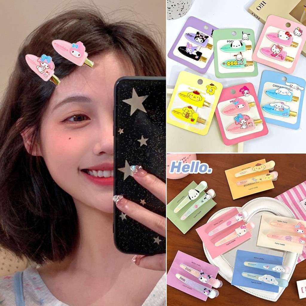 SANRIO โจโจ้ โกโก้ 2ชิ้น/เซ็ตเวอร์ชั่นเกาหลีของการ์ตูน ซานริโอ กิ๊บติดผมสาวหวานผ