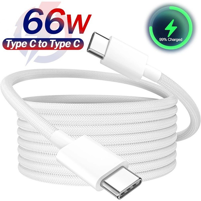 66w Double Type C สายชาร์จเร็ว-โทรศัพท์ Quick Charge Accessories - 1M/1.5M/2M Type-C to Type-C Data Line - Nylon Braided Computer Data Transfer Cord - สําหรับ iPhone 15 Series