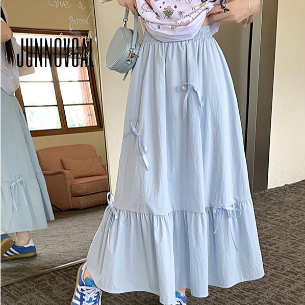 Jcgk [Tmall Quality] Summer New Style Bowknot Skirt Female A-Line Long Skirt