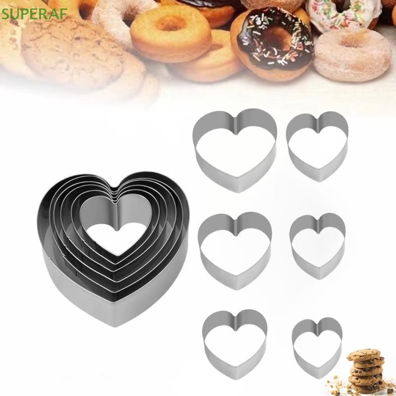 Superaf 6PCS DIY Heart Love สแตนเลสเครื่องตัดคุกกี้แม่พิมพ์บิสกิตแม่พิมพ์Fondant Pastryเค้กตกแต่งเบเกอรี่เครื่องมือร้อน