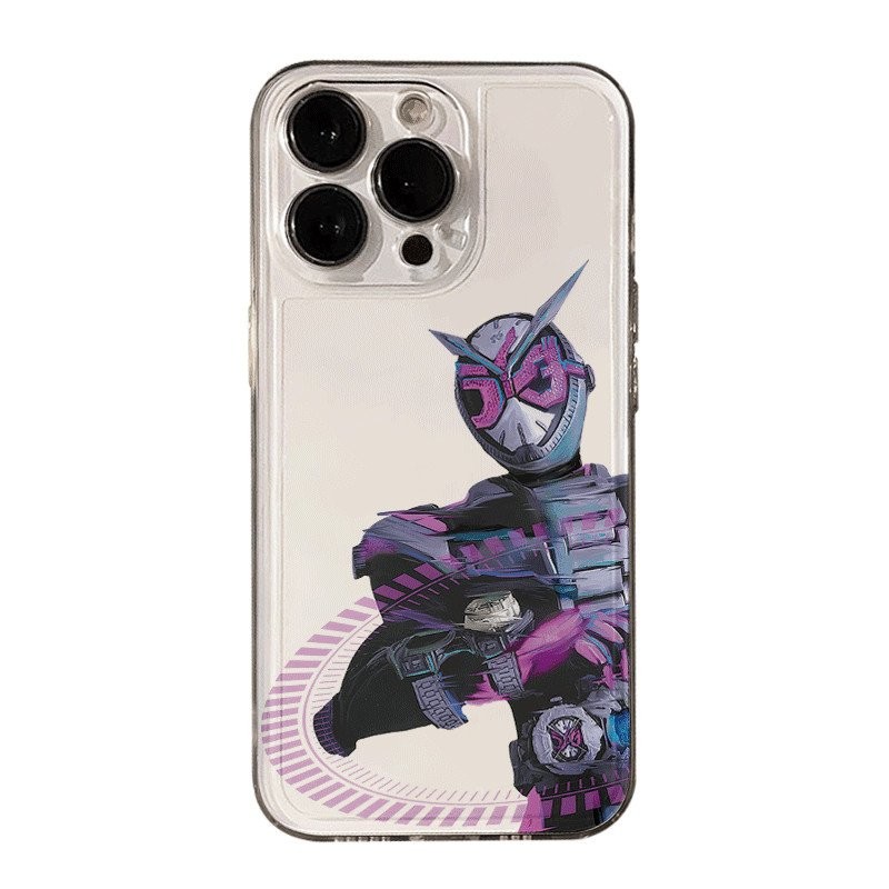 รูปแบบการวาดภาพสีน้ำมัน Kamen Rider สไตล์อนิเมะ เคสโทรศัพท์ QYJS ที่เข้ากันได้กับ iPhone 16 15 14 13 PoMax 11 12 PRO X XS XR XSMAX 14 15 16 PLUS 7 8 Plus เคสใสแบบนุ่ม AQ0T
