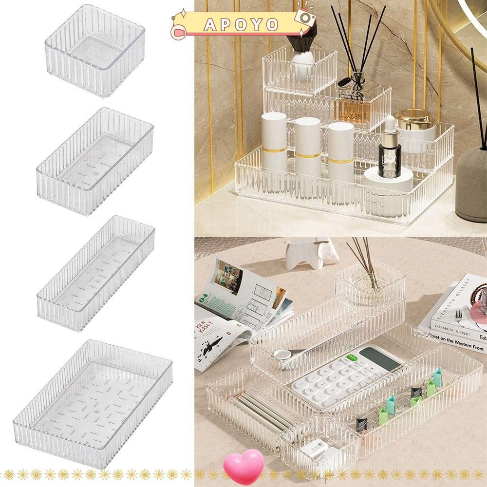Apoyo โต๊ะลิ้นชัก Organizers,สี่เหลี่ยมผืนผ้ากล่องเก็บโปร่งใส,พลาสติกเรียบง่ายS/M/L/XLไม่จํากัดเครื่องเขียนคอนเทนเนอร์Home Office