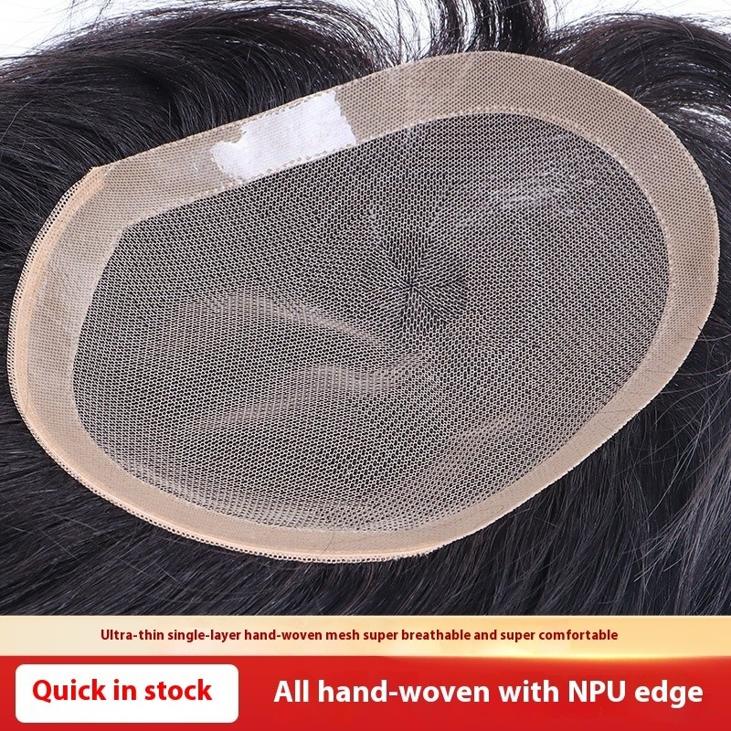 60 สุทธิ + Npu 100% ผมมนุษย์ไม่มีปมธรรมชาติมองตรงวิกผม Remy Human ผมธรรมชาติผู้ชาย Toupee ที่มองไม่เห็น Knots ผ้าไหมฐาน