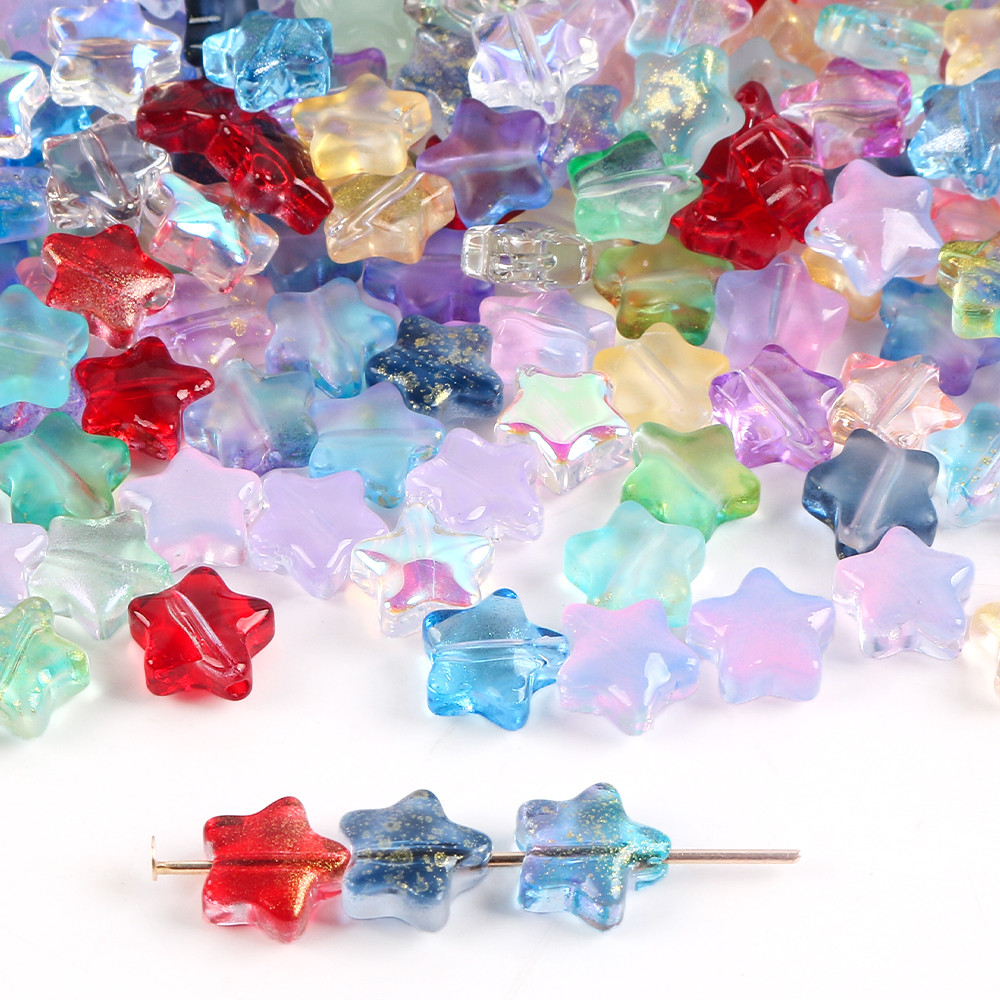 20 ชิ้น/ล็อต 8 มม.Frosted Gradient สี Star ลูกปัดภาษาเช็คคําแก้วหลวม Spacer ลูกปัดสําหรับเครื่องประดับทํา Handmade Diy อุปกรณ์เสริม