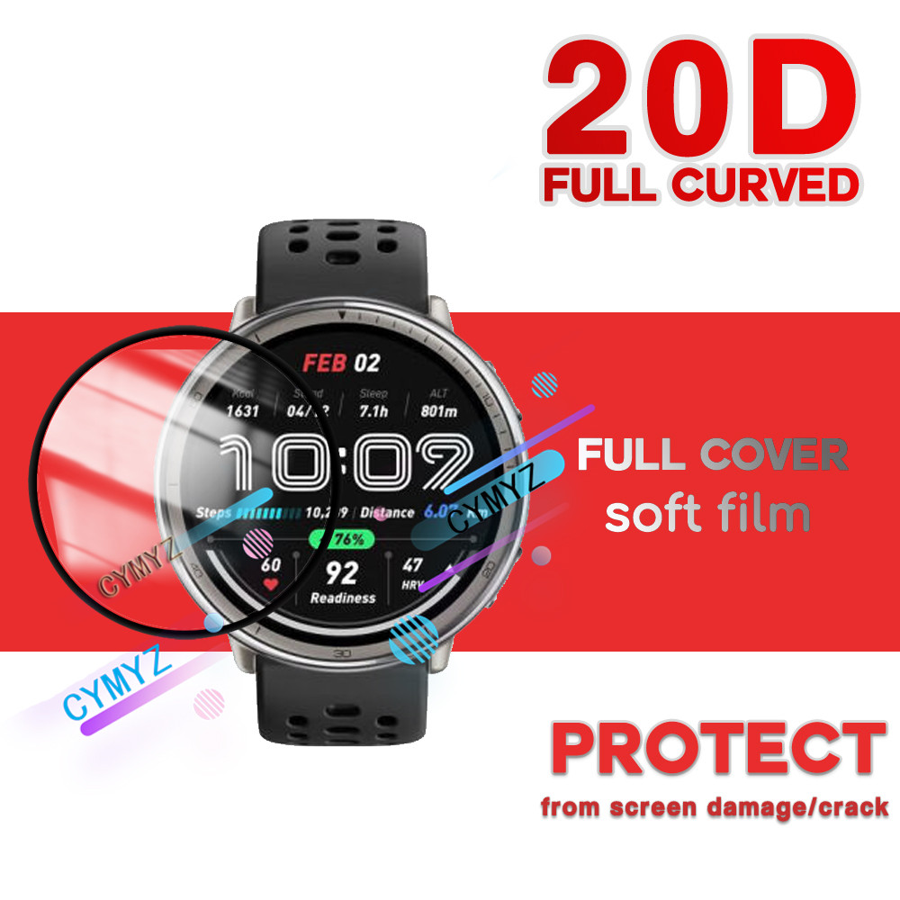 สําหรับ อมาซฟิต คล่องแคล่ว Amazfit Active 2 ฟิล์มคลุมทั้งหมดฟิล์มป้องกันสําหรับ อมาซฟิต คล่องแคล่ว2 ฟิล์มกันรอยหน้าจออ่อนโค้ง 20ง สําหรับ อมาซฟิต คล่องแคล่ว Amazfit Active 2 ป้อ