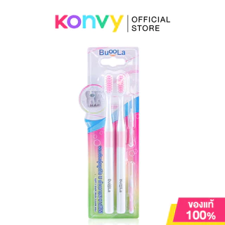 BuooLa Toothbrush For Braces With Dental Floss Stick #Pink บูโอล่า แปรงสีฟันสำหรับคนจัดฟัน สีชมพู.