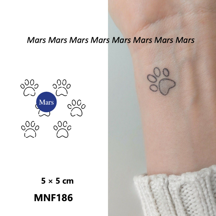 Mars Tattoo เมจิกติดทนนาน 2 สัปดาห์ รอยสักกึ่งถาวร สติ๊กเกอร์รอยสัก "Tiny Cute Paw", MNF186