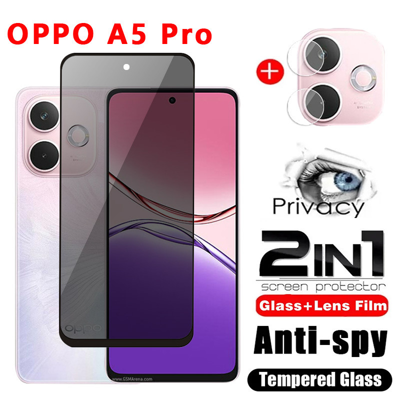 สําหรับ OPPO A5 i Pro A6 Pro 5G 2025 ความเป็นส่วนตัวกระจกนิรภัยป้องกันหน้าจอคลุมทั้งหมดฟิล์มป้องกันโ
