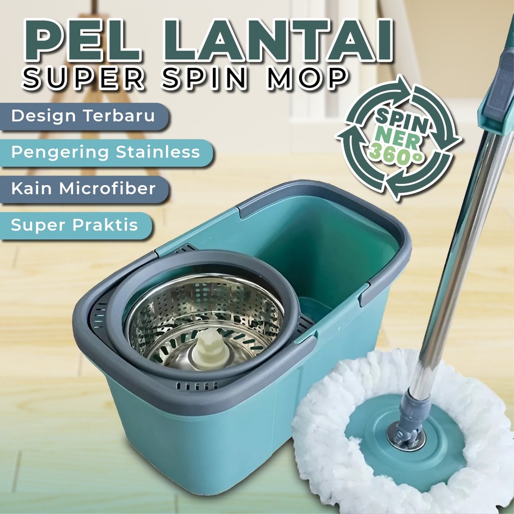 Super Spin Mop สแตนเลสแฮนด์ฟรี Spin Floor Mop Home Floor Mop Spin Mop Magic Floor Cleaner