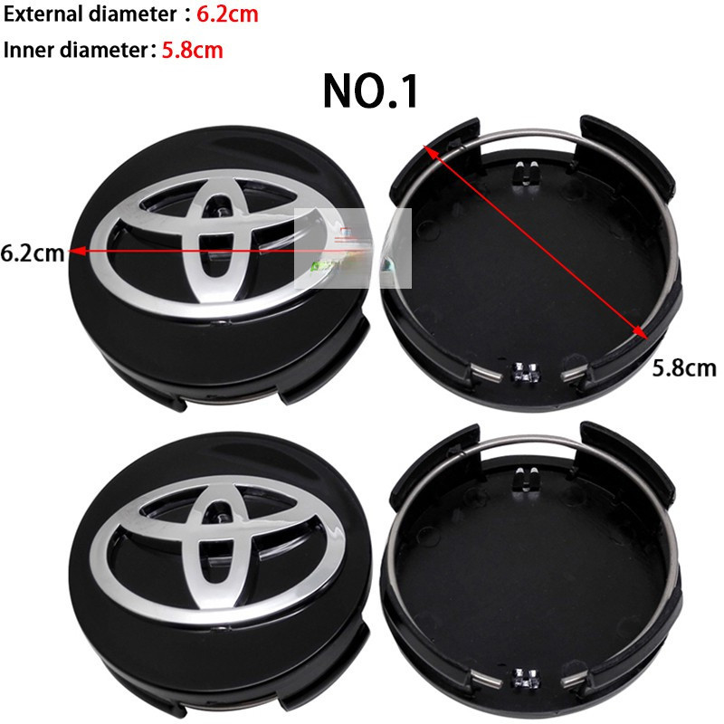 1/4 ชิ้น/เซ็ต 57 มม.62 มม.63 มม.ป้ายรถยางกลางฝาครอบป้าย Hub สกรูฝาครอบขอบ Fit สําหรับ Toyota Avanza Innova Revo Estimate Corolla Camry Yaris Altis Vios Wigo