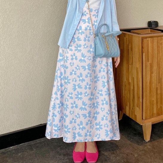 MOUDAH กระโปรงดอกไม้เกาหลี MOTIF | กระโปรงลายดอก | กระโปรง A-LINE FLOWER PATTERN | COOL VINTAGE กระโ