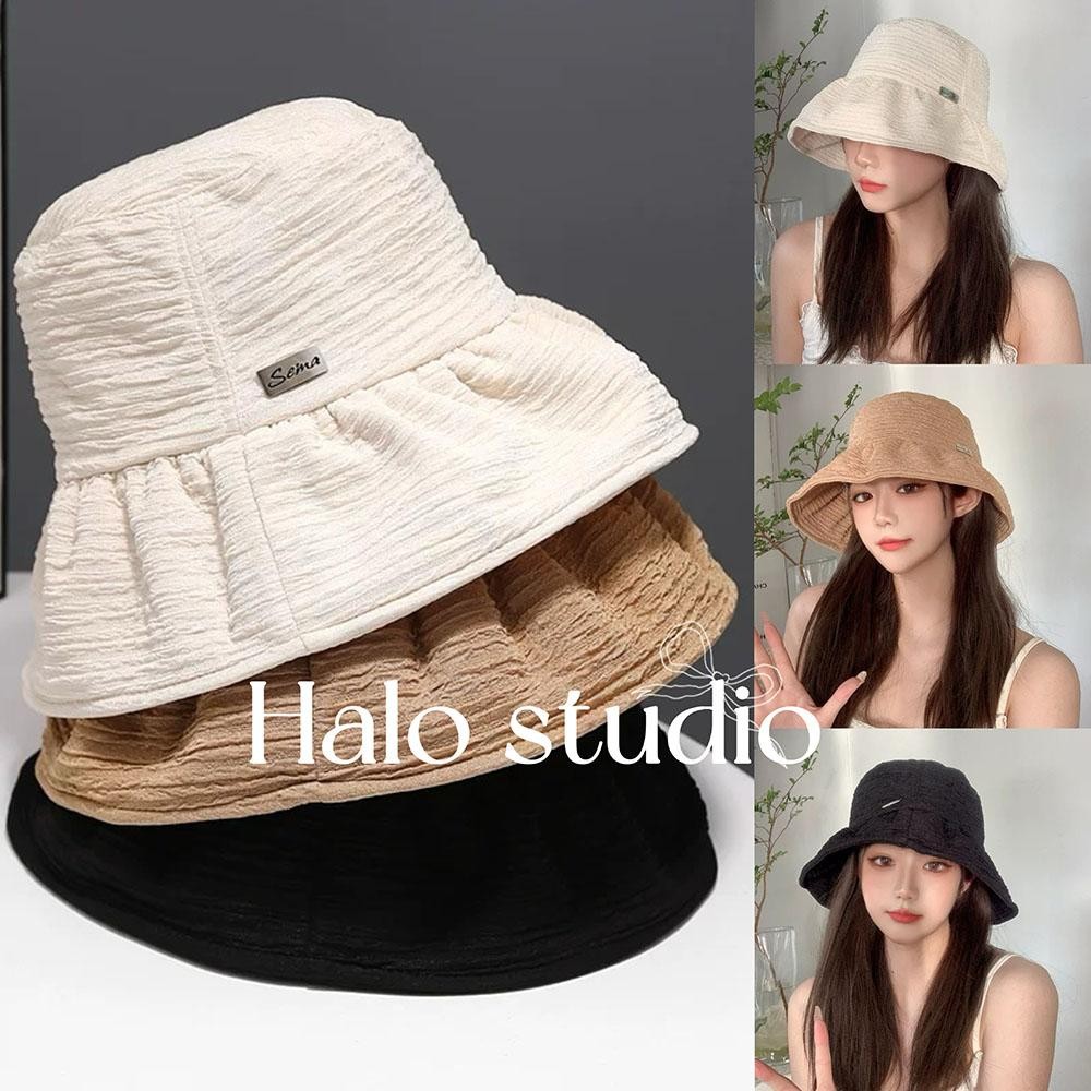 Halo studio พร้อมส่ง🔥หมวกน่ารัก หมวกบักเก็ตญี่ปุ่น สีทึบย้อนยุคแฟชั่น