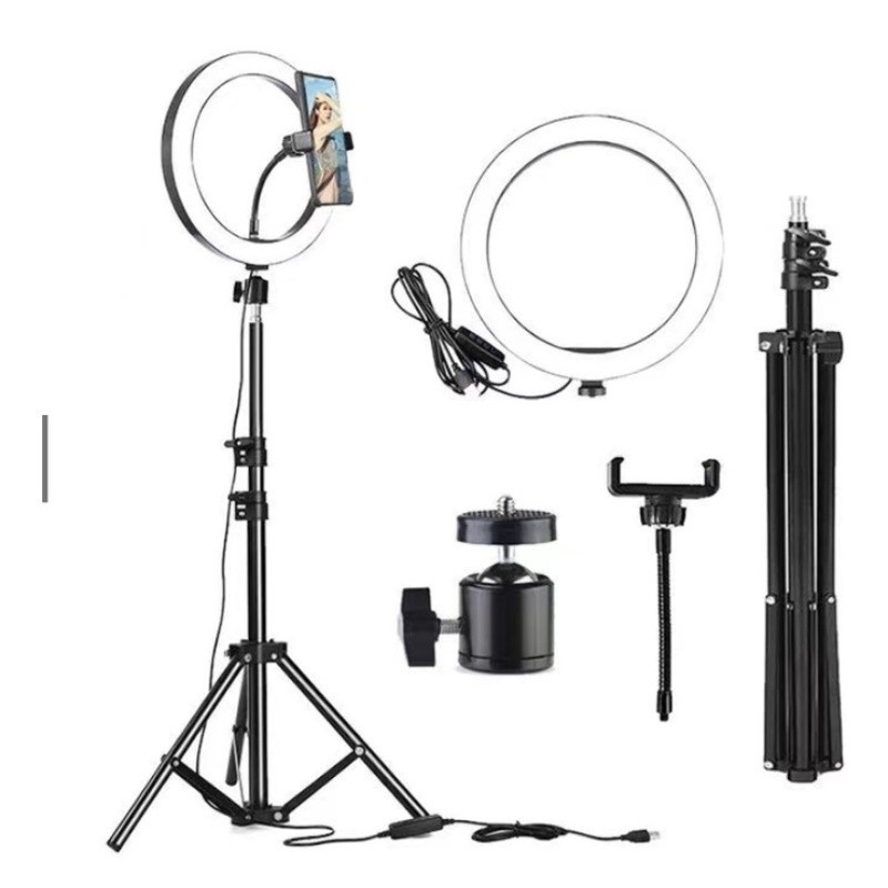 ครบชุด LED บรรยากาศแสง 26-30CM 2m  ขาตั้งกล้องแสง ไฟสตูดิโอย้ายขาตั้งกล้อง 360 องศาสามารถปรับได้ มีสามสีที่สามารถปรับได้