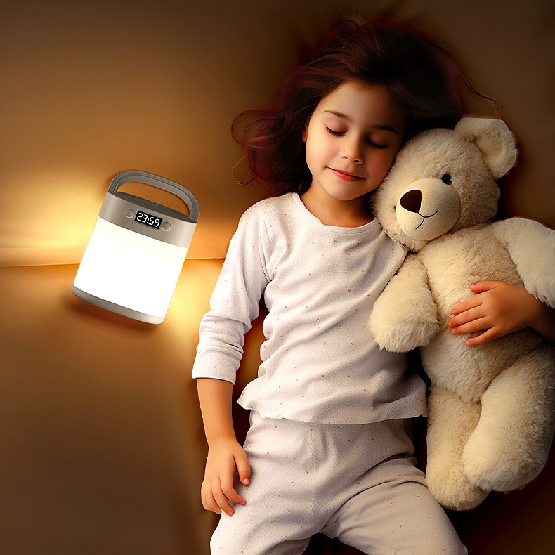 โคมไฟข้างเตียง แสดงเวลา มันสว่างเมื่อคุณสัมผัส โคมไฟตั้งแคมป์ แบตเตอรี่ใช้งานได้นาน 8 ชั่วโมง - 2