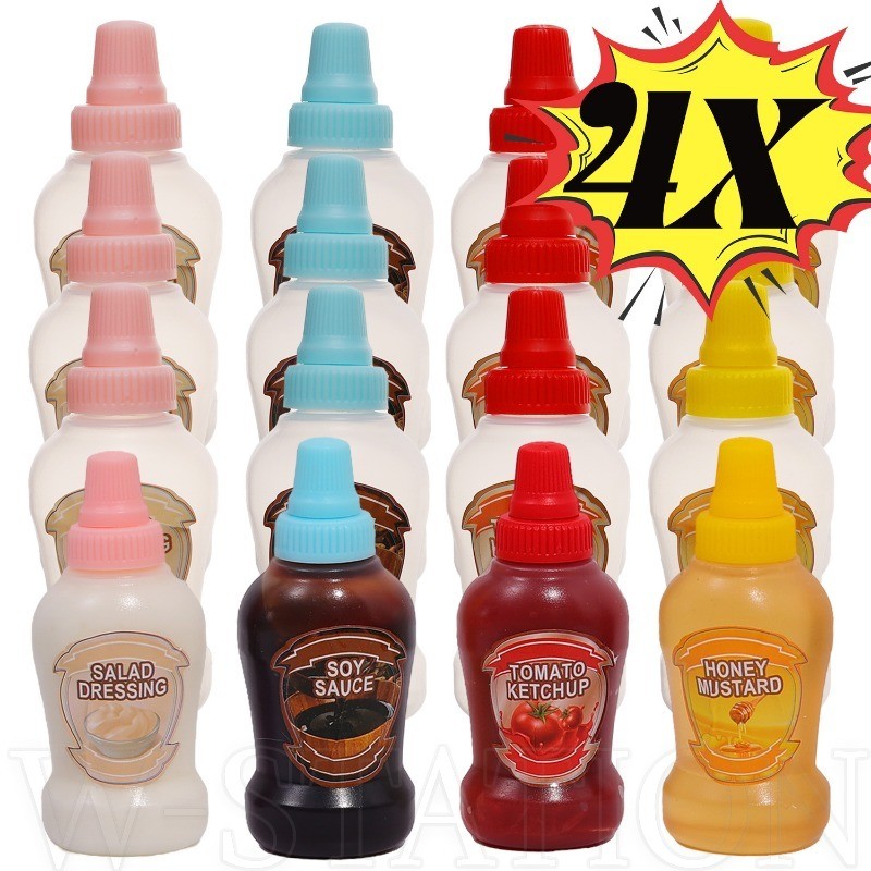 4ชิ้นแยมบีบขวด-สําหรับสลัดแต่งตัว,ซอสมะเขือเทศ,น้ําผึ้ง-40มล มินิซอสแยกขวด-ป้องกันการรั่ว,แบบพกพา,มินิ-ภาชนะเก็บเครื่องปรุง
