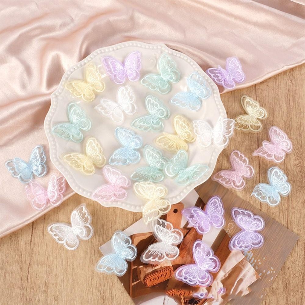 CAJA1 20 ชิ้นผีเสื้อ Appliques,โปร่งแสงสองชั้นชีฟองผีเสื้อ,แฟชั่น Handmade Dreamy เย็บหัตถกรรมตกแต่งเสื้อผ้าออกแบบวัสดุ ราคา ถูกที่สุด ดีลบีเคเค แกลเลอรีภาพที่ 9