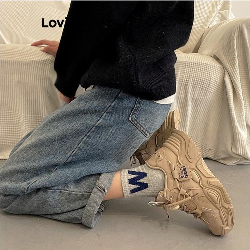 Lovito ลําลองธรรมดาเวอร์ชั่นเกาหลีอเนกประสงค์พื้นหนาเพิ่มความสูงรองเท้าผ้าใบระบายอากาศที่สะดวกสบายสําหรับผู้หญิง  LFA62230