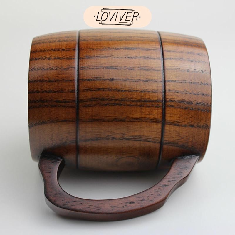 LOVIVER 400ml ไม้ Tankard เบียร์ Stein แก้วเครื่องดื่มถ้วยของขวัญแต่งงาน