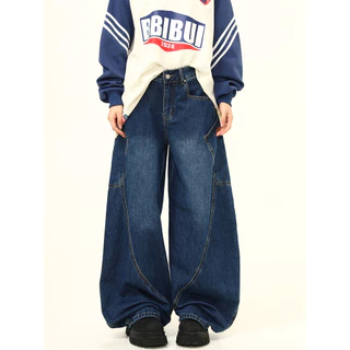 กางเกงยีนส์ผู้ชายหลายกระเป๋า กางเกงขากว้างทรงหลวม baggy jeans เอวสูง สไตล์สตรีทอเมริกัน ผ้านุ่มใส่สบาย ซ่อนไขมันสะโพกได้ดี M-2XLCOOYA พร้อมส่ง