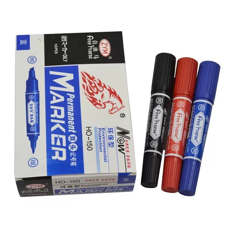 ECOTHAI ตราม้า ปากกาเคมี ปากกามาร์คเกอร์ 2 หัว Horse twin tip permanent marker