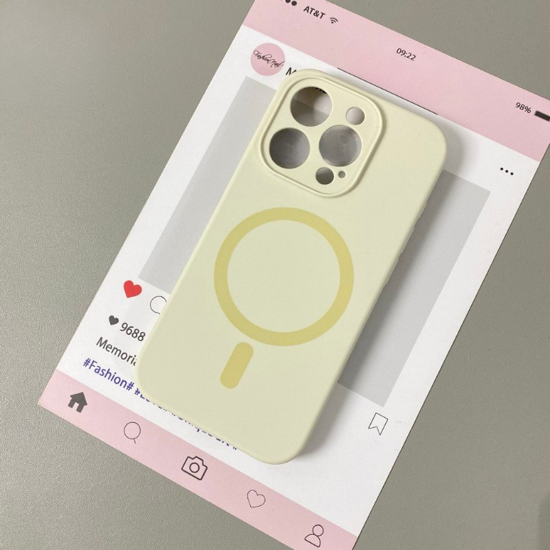 หรูหราซิลิโคนเหลวแม่เหล็กกันกระแทกกรณีโทรศัพท์สําหรับ ไอโฟน 16 12 13 14 15 มือโปร สูงสุด สีทึบชาร์จไร้สายปลอกป้องกันลายนิ้วมือเคลือบปกหลัง - รูปที่ 3