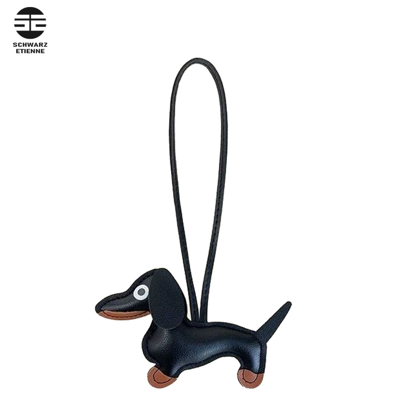 Schwarz ENTENNE ลูกสุนัขดัชชุนกระเป๋าจี้ Pu น่ารักสร้างสรรค์ระดับไฮเอนด์