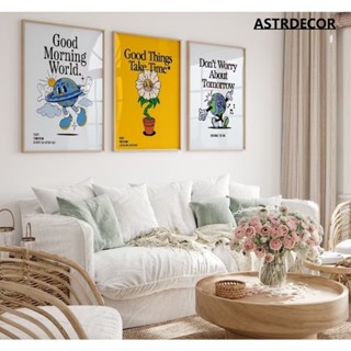 โปสเตอร์ผ้าใบ ลายคําคมดอกทานตะวัน สีเหลือง สไตล์วินเทจ สําหร…