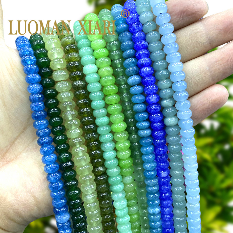 หินธรรมชาติ Rondeelle 5x8 มม.มรกต Amethyst Aquamarine ทัวร์มาลีน Chalcedony Spacer ลูกปัดสําหรับเครื่องประดับ Diy สร้อยข้อมือ Charms
