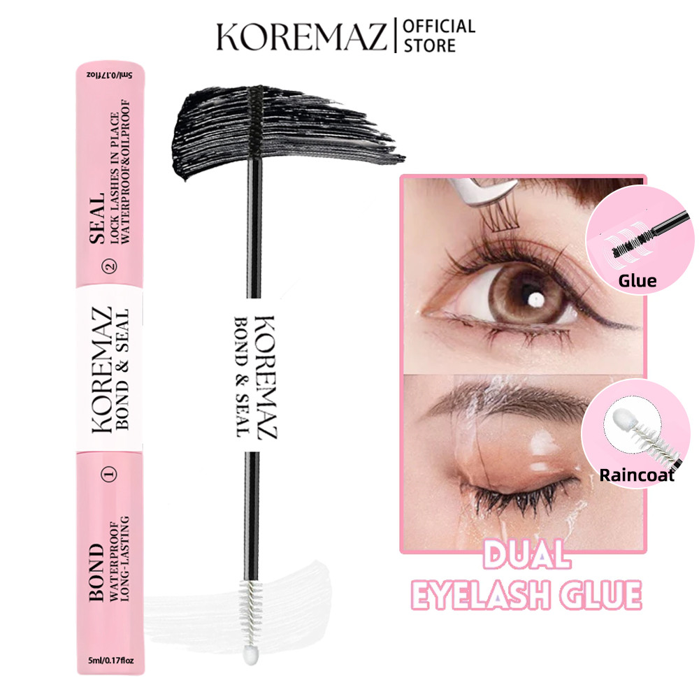 โคเรมาซ กาวแปรงสองหัวกาวติดขนตาปลอมกาวติดขนตาด้วยตนเองกาวแห้งเร็วติดทนนานสองในหนึ่ง