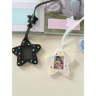 Ins สไตล์น่ารัก Star 3 ซม. ID Photo Card Holder ซิลิโคน Glitter Star Chasing พวงกุญแจกระเป๋าจี้