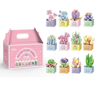 EXCE Succulent Potted รุ่น,ของเล่นเพื่อการศึกษาสาวอิฐของเล่นเด็กดอกไม้ Potted Building Block,บ้านโต๊ะตกแต่งพืช DIY Succulent Building Block ชุด