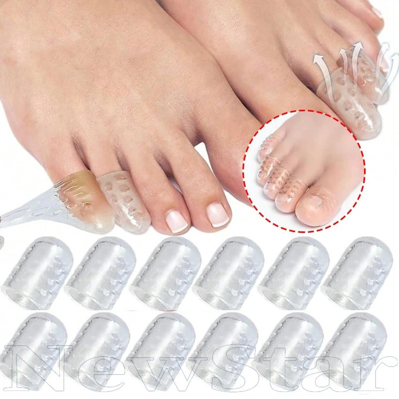 อุปกรณ์ป้องกันนิ้วเท้าซิลิโคนเกรดทางการแพทย์สําหรับข้าวโพด/ Blisters, เบาะบรรเทาอาการปวดโปร่งใส - หมวกนิ้วเท้าแบบใช้ซ้ําได้สําหรับรองเท้า/รองเท้าแตะ (2 ซม.)