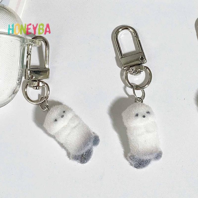 <Honeyba>Flocked Sea Otter โทรศัพท์พวงกุญแจการ์ตูนสัตว์ตุ๊กตา Charm จี้หูฟังกรณี Lanyard กระเป๋าตกแต่ง Nice