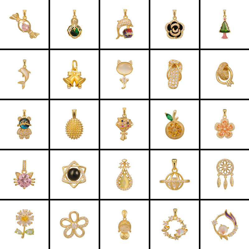 ขายร้อนแฟชั่นทองแดงชุบ 18K ห้าใบดอกไม้ Dream Catcher Aurora หินสร้อยข้อมือสร้อยคอจี้ DIY อุปกรณ์เสริม