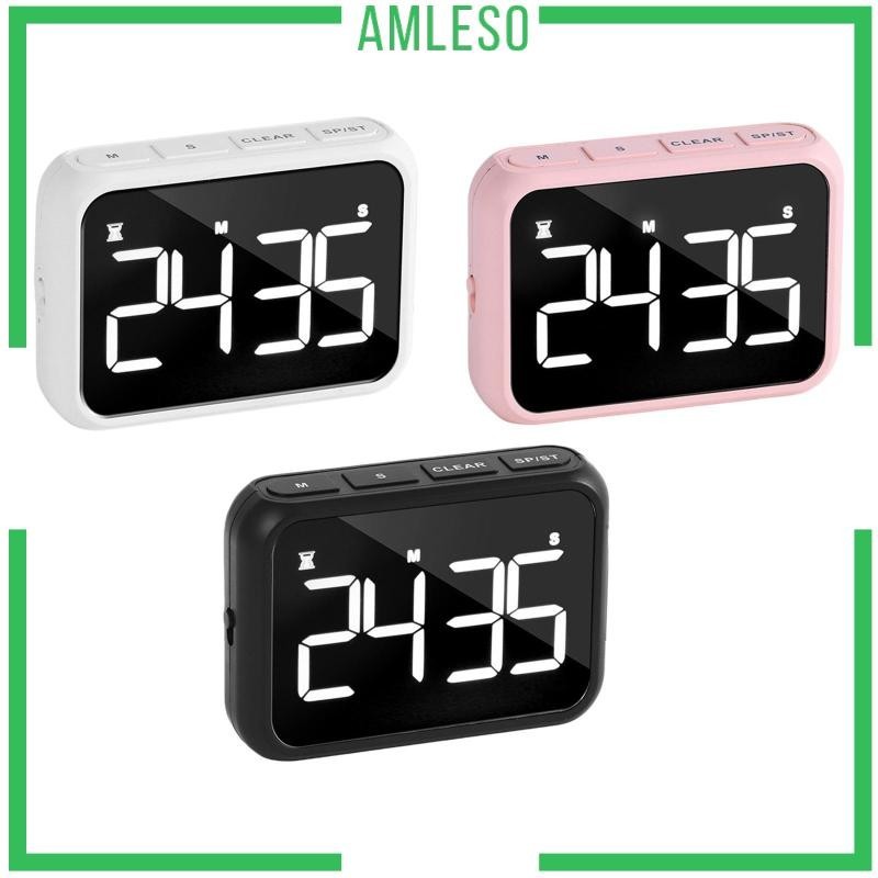 [Amleso] นาฬิกาปลุก มีไฟ LED ขนาดใหญ่ สําหรับทําอาหาร กาแฟ เบเกอรี่ ไข่ เกมกีฬา ออกกําลังกาย