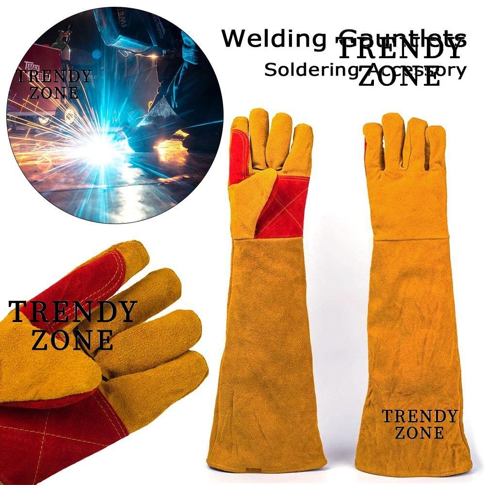Trendyzone ถุงมือเชื่อมบัดกรี กันความร้อน 60 ซม. อุปกรณ์เสริม สําหรับทําบาร์บีคิว