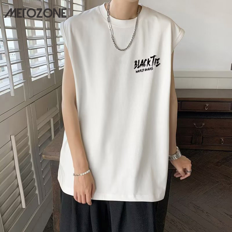 Metozone นักเรียนมัธยมปลาย แขนกุด เสื้อยืด ฤดูร้อน คอกลม แฟชั่น แบรนด์กีฬา ฟิตเนส วิ่ง เสื้อกั๊กอุปสรรค