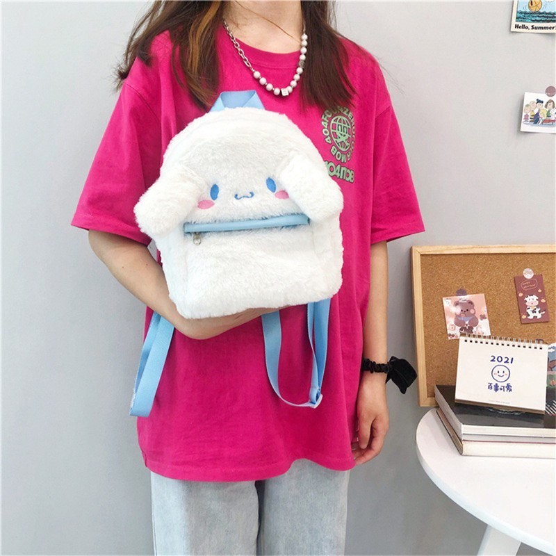 Putih White Cinnamoroll Backpack Fluffy Backpack Bag Sanrio KK